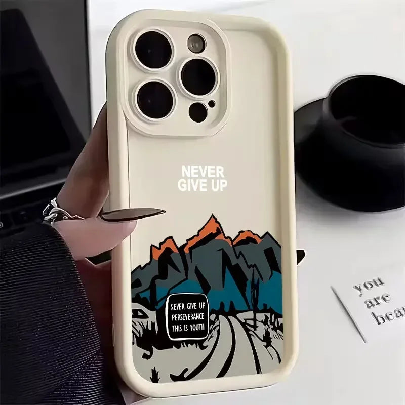 For iPhone 16 15 14 13 12 11 Pro Max Case Mountain Road Silicone Phone cases For iPhone 7 8 15 16 Plus X XS Max XR SE 2020 Cover