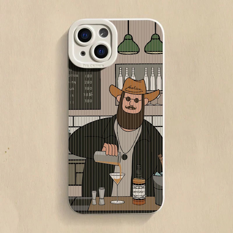 Cartoon Uncle Phone Case For iPhone 16 15 14 13 12 11 Pro Max 15 Pro XS XR X 7 8 16 PLUS SE 2020 Shockproof Soft Silicone Cover