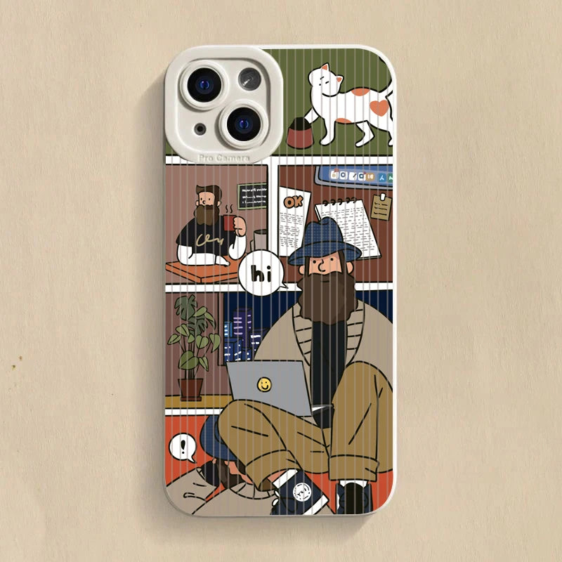 Cartoon Uncle Phone Case For iPhone 16 15 14 13 12 11 Pro Max 15 Pro XS XR X 7 8 16 PLUS SE 2020 Shockproof Soft Silicone Cover