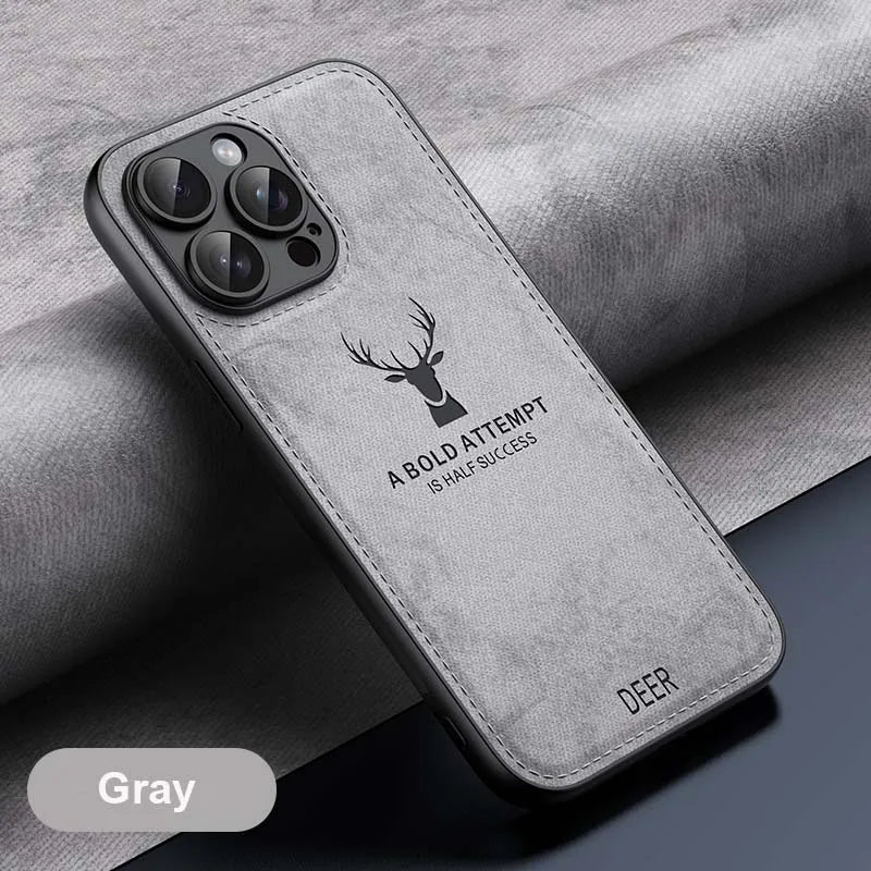 Luxury Leather Deer Head Phone Case For iPhone 16 15 14 Plus 13 12 Mini 11 Pro Max