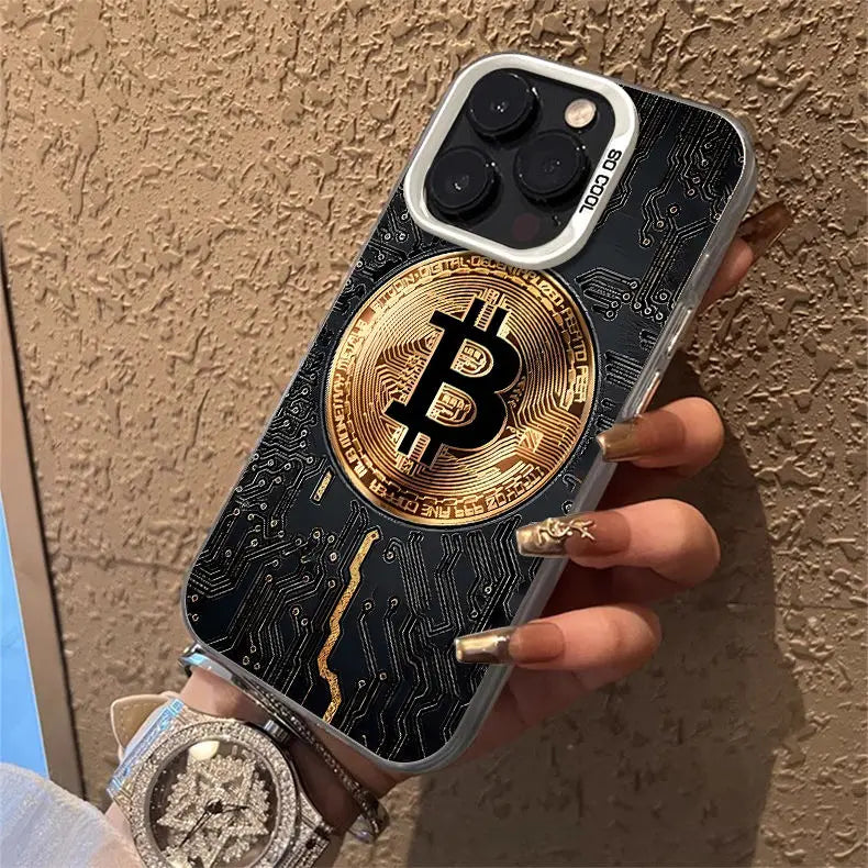 Y2K Luxury Bitcoin B Phone Case For iPhone 16 15 14 13 12 11 mini Pro Max X XR XSMAX 8 7 Plus Anti Fall Matte Back Cover