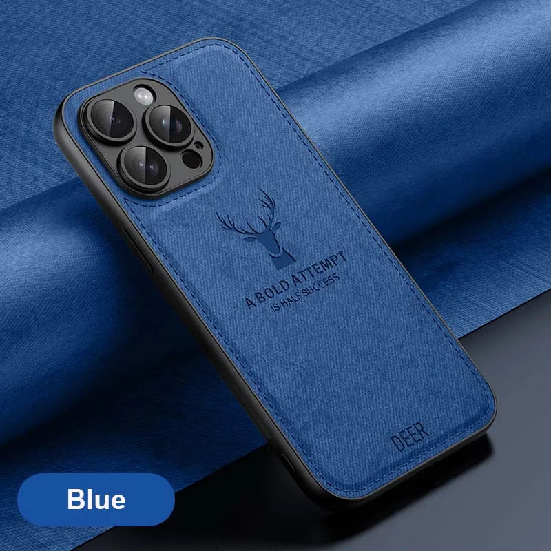 Luxury Leather Deer Head Phone Case For iPhone 16 15 14 Plus 13 12 Mini 11 Pro Max