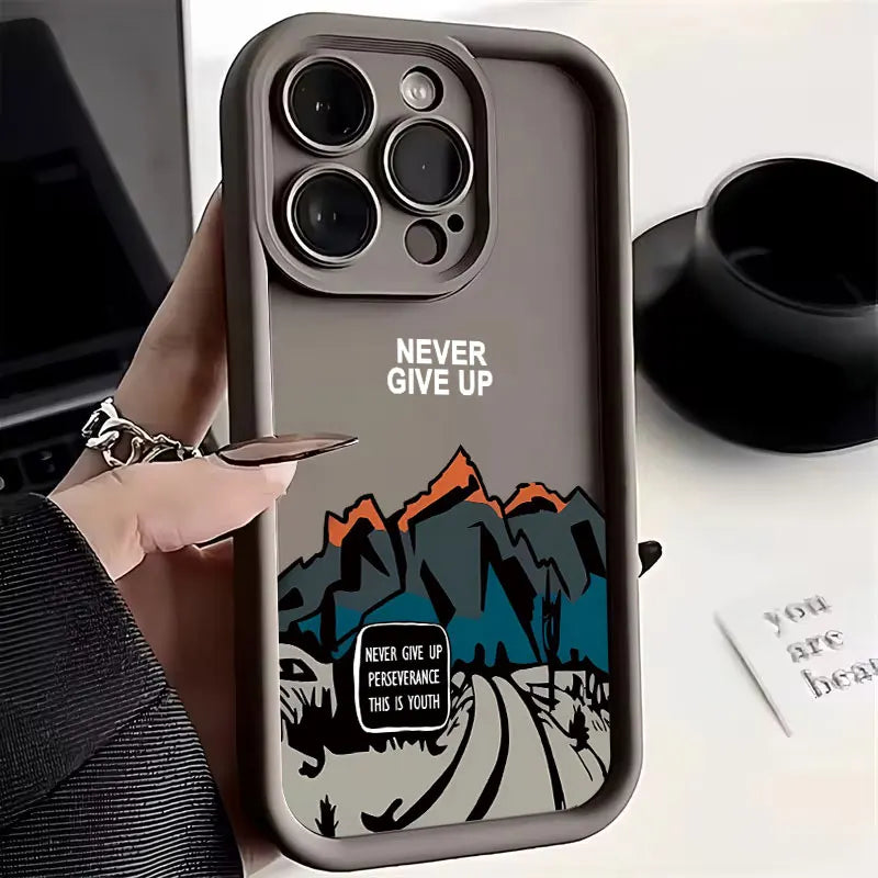 For iPhone 16 15 14 13 12 11 Pro Max Case Mountain Road Silicone Phone cases For iPhone 7 8 15 16 Plus X XS Max XR SE 2020 Cover