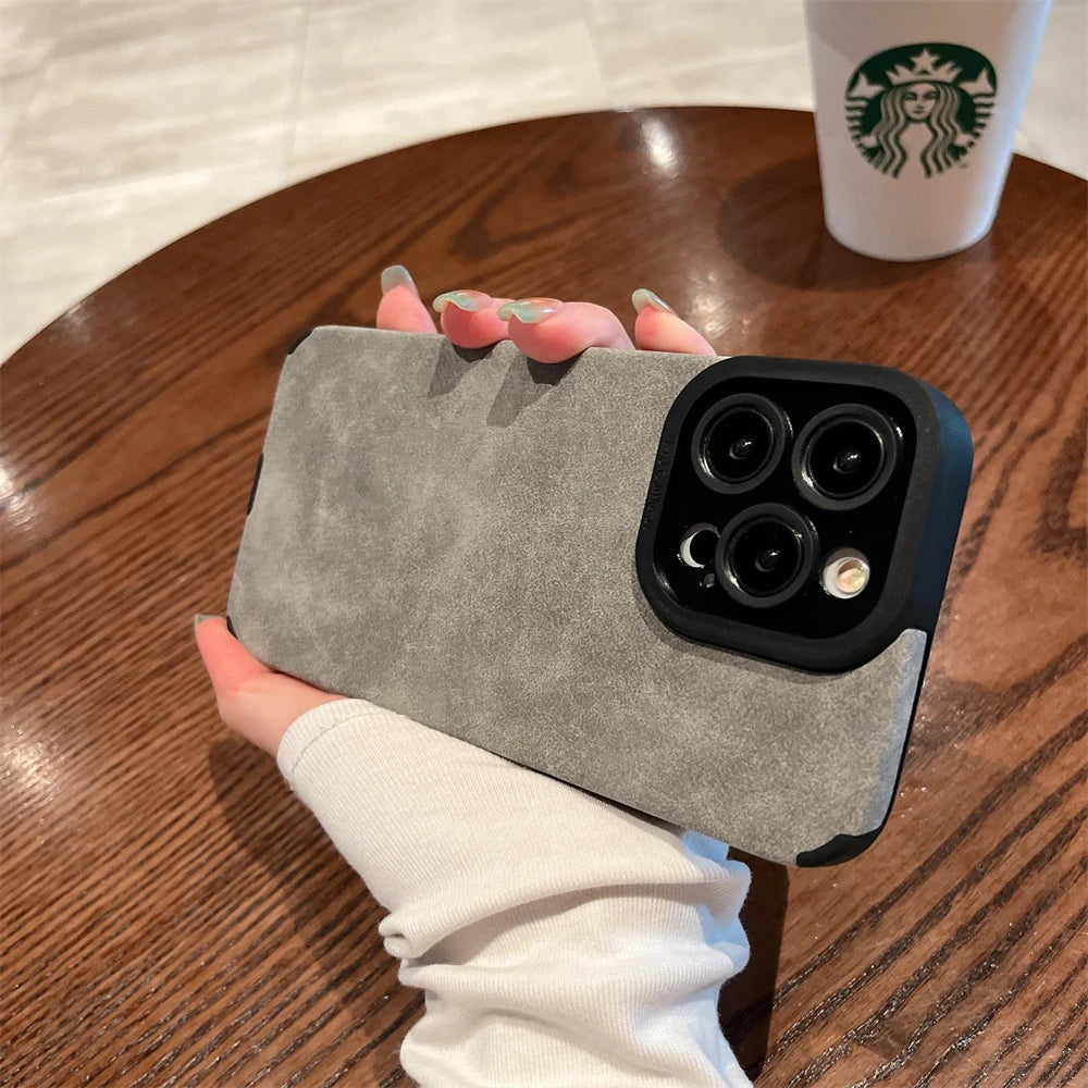 Luxury Suede Soft Leathe Cactusjack Hip Hop Phone Case For iPhone 11 12 13 mini 14 15 16 Pro Max XS XR Shockproof Anti-fur Shell