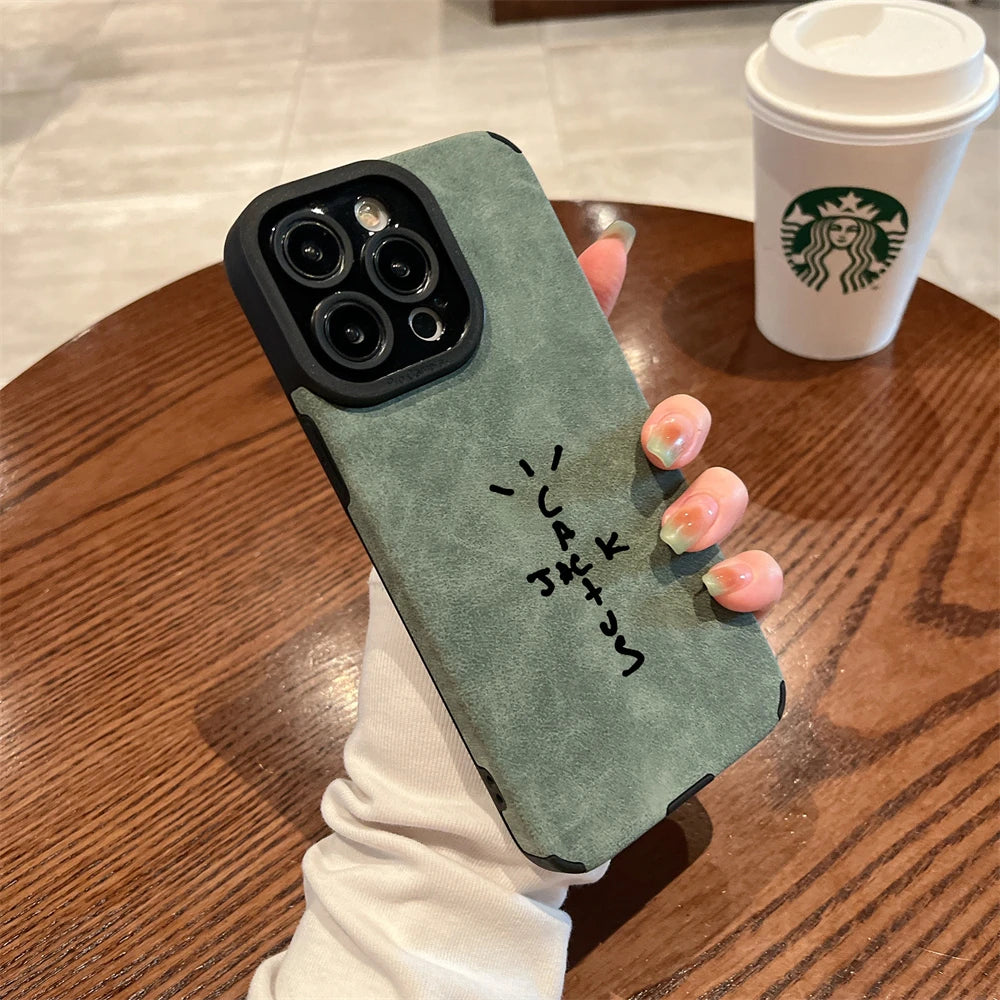 Luxury Suede Soft Leathe Cactusjack Hip Hop Phone Case For iPhone 11 12 13 mini 14 15 16 Pro Max XS XR Shockproof Anti-fur Shell